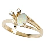 0.34 cttw Genuine Opal and Diamond Ring in 14k Yellow Gold Size 5 LIFETIME WARRANTY