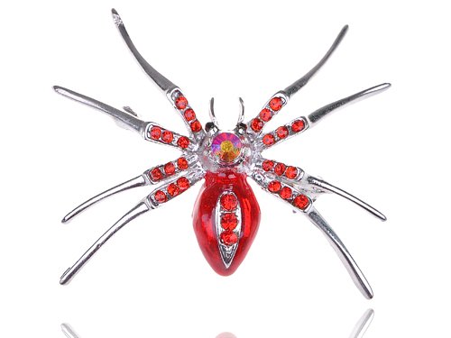 Ruby Crystal Rhinestone Belly Spider Insect Fashion Costume Jewelry Pin Brooch