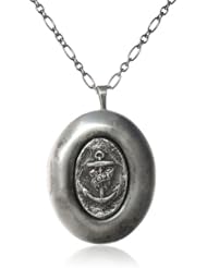 Pyrrha Sterling Silver Mini Anchor of Hope Large Oval Locket Necklace