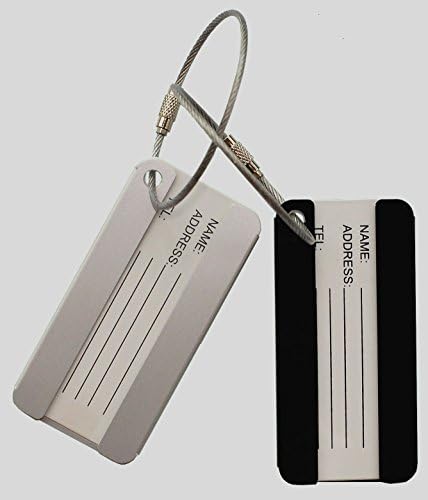 Luggage Tags, Aluminum Travel ID Tag Business Card Holder Suitcase Label for Luggage, Bag, Suitcase 2pk (back+silvery)