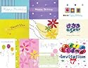 100 4x6 Folded Designer Quality Cards in 10 Different Designs (Pack #2) - Happy Birthday, Thank You, & Invitation (Blank Interior)