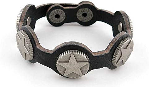2 Pieces Women's Men's Fashion Strand Bracelet Leather Handmade 2087B Stars Sign Braided Bangle