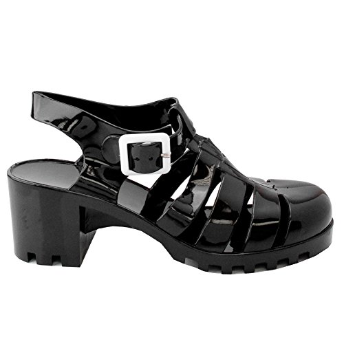 New Womens Summer Retro Jelly Slingback Strappy Heel Rain Fisherman Sandals