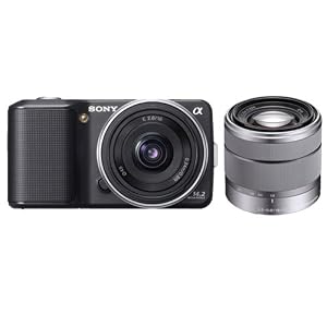 Sony DSLR NEX3ABK1 NEX-3A 14.2MP Digital Camera; 16mm 2.8 and 18-55 Lenses Black by 