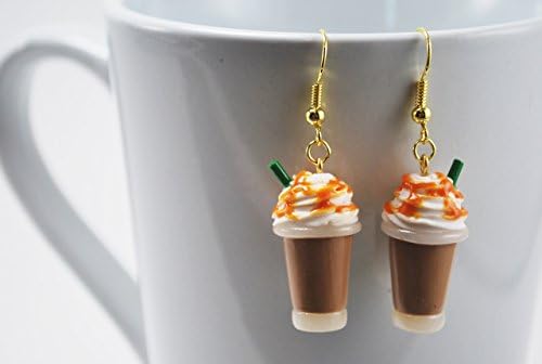 Starbucks Inspired Caramel Frappuchino Earrings - Food Jewelry, Kawaii Jewelry, Polymer Clay Jewelry