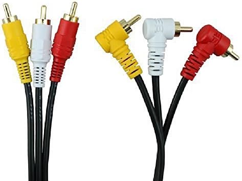 Wv-lq406-3 Triple RCA Stereo Audio and Video Cable - Right Angle to Straight 9.8 Feet / 3 Meter