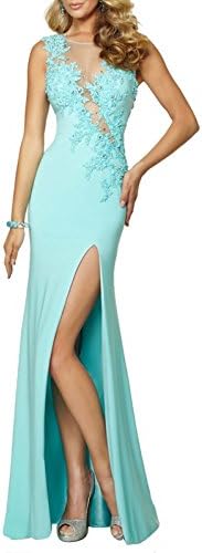 Sherrydress Women's Full Beaded Lace Appliques Sheer Back Chiffon Black Dress