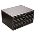 HOMETEK Multi-functional 3 Drawer Leather Desk Organizer File Cabinet Office Supplies Desktop Storage Jewelry Organizer Box with Drawer (Brown)