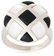 Sterling Silver Black Onyx and Mother-of-Pearl Checkered Ring