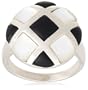 Sterling Silver Black Onyx and Mother-of-Pearl Checkered Ring
