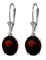 14k Gold Leverback Dangle Earrings with Oval-shaped Natural Garnets