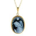 14K Yellow Gold Guardian Angel w/ Diamond w/ Light French Rope - 18''
