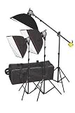 Special ALL Purpose Kit- Photo and Video: 3000 Watt Quartz Light Kit with Boom Kit and 3 Softboxes