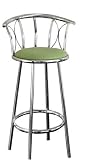 Set of 2 Chrome Metal SWIVEL BAR STOOLS barstools - Green seat