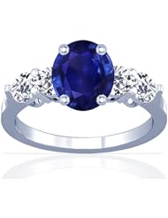 Platinum Oval Cut Blue Sapphire Ring With Sidestones (GIA Certificate)