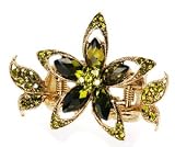 L. Erickson Small Jeweled Double Pinch Jaw - Olivine/Antique Gold