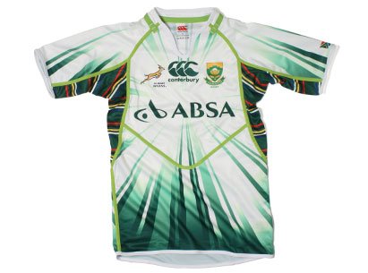 South Africa 7s 2011/12 Alternate Pro Rugby Shirt White/Green/Multi - size S