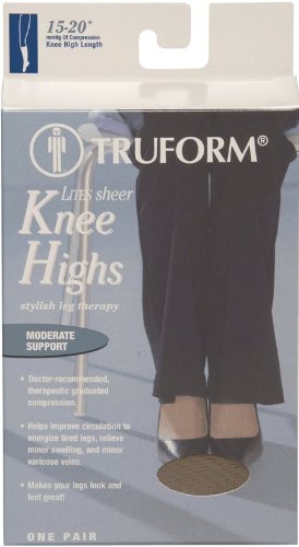 Truform Lites Sheer Compression Knee High 15-20mmHg Closed Toe, 2X-Large, Warm Beige