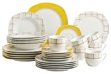 Produkt-Bild: Domestic 924209 Kombiservice 30-teilig Familia mit je 6 Tassen, Untertassen, Dessertteller, Teller tief und Teller flach, gelb
