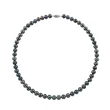 8-8.5mm 20" Black Freshwater Pearl Necklace "AA" with 14K White Gold in Gift Box