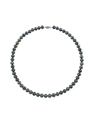 8-8.5mm 16" Black Freshwater Pearl Necklace "AA" with 14K White Gold in Gift Box