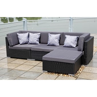 @1@ Gartenset Lounge Sitzgruppe Polyrattan Bergen schwarz - Günstig