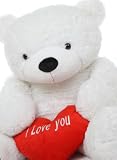 Sweet Coco Love Cuddles - 55" - Life Size Cute White I Love You Heart Valentines Day Big Plush Teddy Bear by Giant Teddy