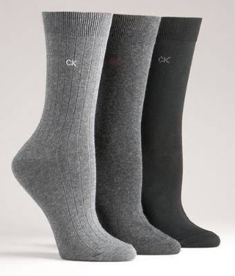 Calvin Klein Hosiery Women's Flat Rib Knit Socks 3-pack, One Size, Graphite
