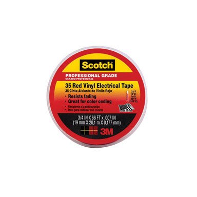 Scotch(R) 35 Vinyl Electrical Color Coding Tape, Red, 3/4 in x 66 ft (19 mm x 20,1 m) [PRICE is per ROLL]