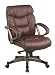 Office Star Deluxe Mid Back Executive Leather Chair with Coated Finish Base and Padded Arms, Cocoa
