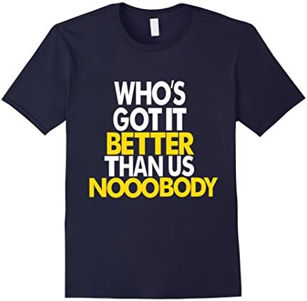 Men's Who's Got It Better Than Us NoooBody T-Shirt Michigan Shirt Large Navy