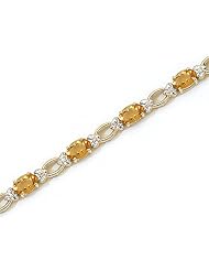 14k Yellow Gold Natural Citrine And Diamond Tennis Bracelet