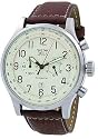 Davis - Montre XXL Aviamatic - Waterproof Chronographe - Bracelet en Cuir Marron surpiqu&eacute;