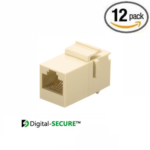 RJ45 Keystone Coupler (Box of 12, Ivory) Digital-SECURE® for Ethernet Cat 6/5e/5 cables UTP RJ45F/RJ45F - RJ11 compatible