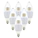 JCase LED 6w Candelabra Light Bulb, 60w Incandescent Replacement, Soft White (3000K), E12 Candelabra Base LED Bulbs, Blunt Tip Clear Cover, Gloss White Body(6-PACK)