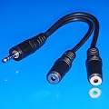 "AVE-A" Y Audio Kabel Adapter Verteiler 1x Stereo Klinke Stecker m�nnlich 3,5mm auf 2x Mono Klinke Buchse Kupplung weiblich 3,5mm f�r z.B. Mikrofon oder Kopfh�rer 20cm 0,2m 0,2 m Meter