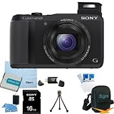 Sony Cyber-shot DSC-HX30V DSCHX30 DSC-HX30/V 18.2 MP Exmor R CMOS Digital Camera with 20x Optical Zoom and 3.0-inch LCD (Black) BUNDLE with Sony 16GB Card, Spare Battery, Card Reader, Case, Mini Tripod, LCD Screen Protectors, Lens Cleaner, Cleaning Cloth