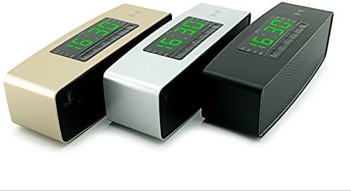 HKING Ultra-Portable Wireless Bluetooth Speakers,Powerful Sound with build in Microphone,Bluetooth Wireless Speaker for 5-8 hrs iphone 6,iphone 6 plus,iphone 5,iphone 5s,iphone 4,4s,IPAD AIR,IPAD AIR,MACBOOK PRO,samsung galaxy s3,SAMSUNG GALAXY S6,GLAXY S6 EDGE,S3,S4,S5,LG G2,G3,SONY XPERIA Z2,Z3,Z4,Music Streaming & Hands-Free Calling w/ 6W + 6W 40mm Driver Speakerphone, Built-in Mic, 3.5mm Audio Port, Rechargeable Battery for Indoor & Outdoor Use 2015 Clock Portable Bluetooth Speakers Wireless Smart Hands Free Speaker With Big power subwoofer FM Radio Support TF and USB,NEW NFC Display Bluetooth Speaker Mini Bluetooth speaker Portable Wireless speaker Sound System 3D stereo Music surround,LED display NFC speaker bluetooth 3.0 wireless outdoor speaker stereo subwoofer speaker support USB&TF slot+ Clock+APP, (BLACK)