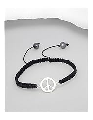 Peace Symbol Stretch Bracelet In 92.5 Sterling Silver