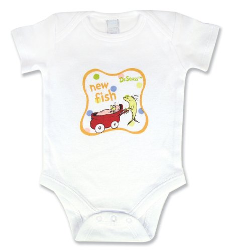 Trend Lab Dr. Seuss Bodysuit, New Fish, White, 0-3 Months