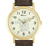 RAVEL Worlds Best DAD Brown Crocodile Effect Fabric Strap Watch
