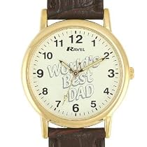 Ravel - R.DAD2 - Montre Homme - Quartz japonais - Ecran 'Worlds Best DAD' - Bracelet marron effet crocodile