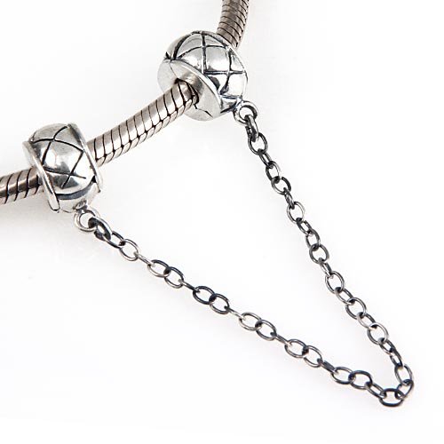 Hoobeads 925 Sterling Silver Safety Chain Charm Fit Pandora European Style Bracelet