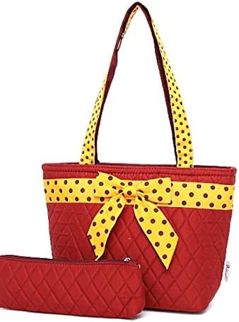 Belvah Quilted Solid 2pc. Lunch Tote Bag - Choice of Colors (Burgundy/Yellow)