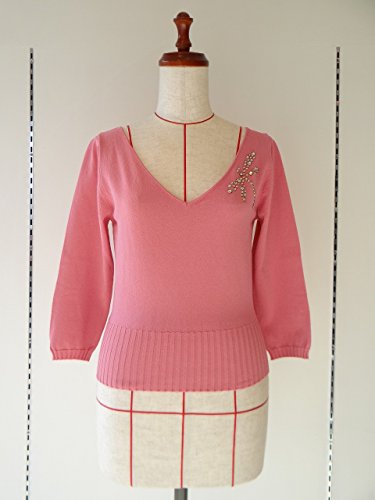 カットソー Vネック ７分袖 ピンク Blumarine (ブルーマリン) レーヨン Sサイズ Mサイズ １点物 株式会社キングアンドクイーン