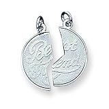 Sterling Silver 2-piece Best Friend Disc Charm with 20 inch Sterling Silver Chain by A Great Jewelry Co.