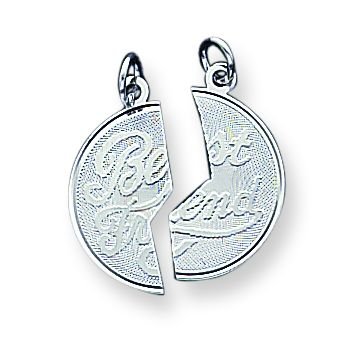 Sterling Silver 2-piece Best Friend Disc Charm with 20 inch Sterling Silver Chain
