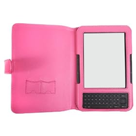 Navitech Pink Premium Book Style Leather Flip Carry Case For The Amazon Kindle Keyboard / 3G & Smooth Layered Anti-glare / Anti-scratch Screen Protector