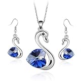Swarovski - Boucles doreilles en cristal bleu et Set Pendentif