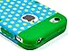 Bastex Heavy Duty Hybrid Case for iPhone 4, 4s, 4th Generation - Green Silicone / Colorful Polka Dot Design Hard Shell